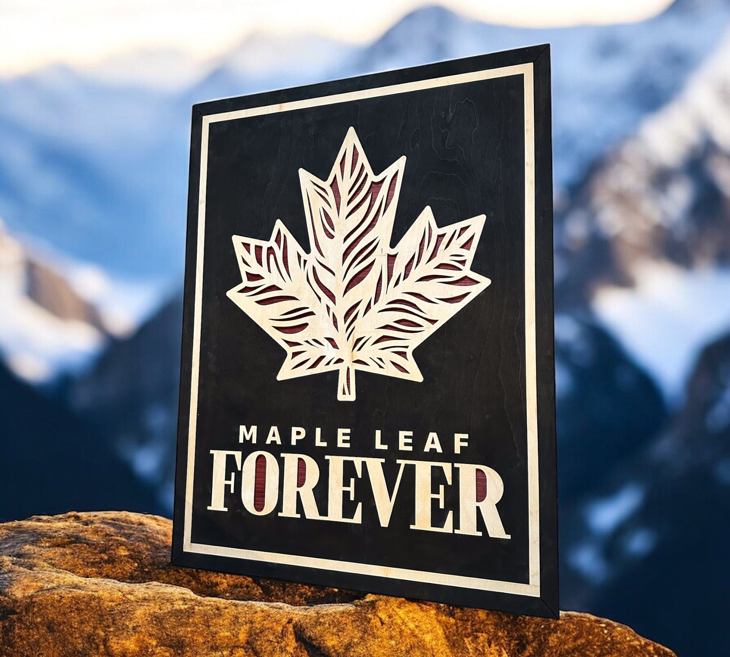 MIAGILASER Maple Leaf Forever Multi-layer Wooden Wall Decor, 30"x20" Wood Wall Art, Canada Wood Decor, Layered Wall Art, Laser Cut Wall Art