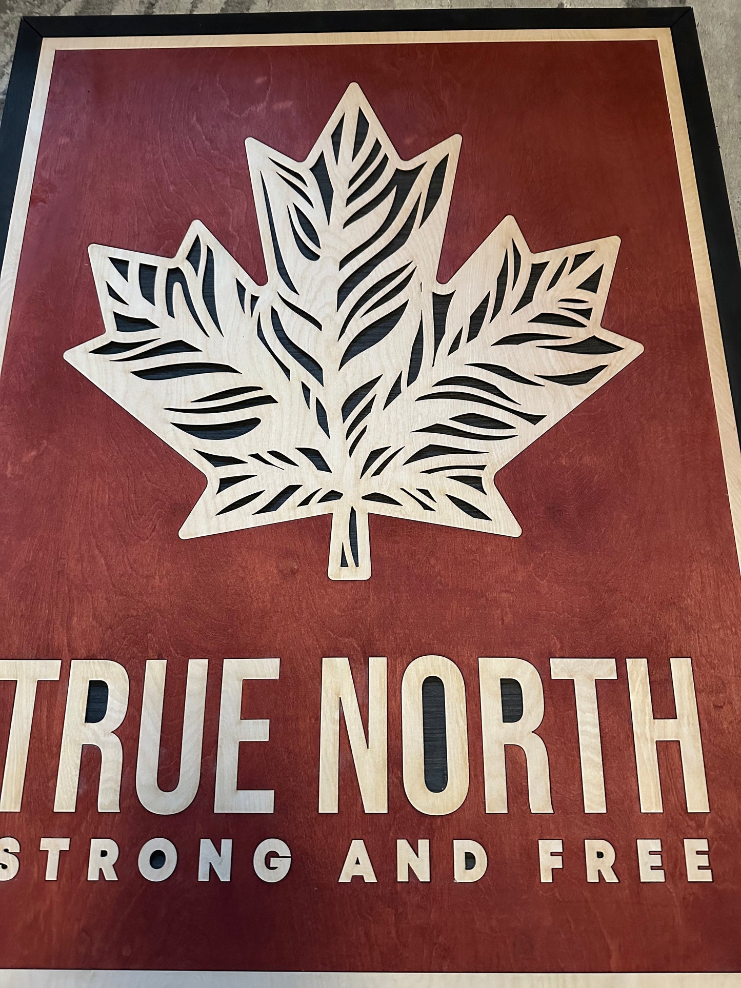 MIAGILASER True North Stonrg and Free Layered Wooden Wall Decor, 30"x20" Wood Wall Art, Canada Wood Decor, Layered Wall Art, Laser Cut Wall Art