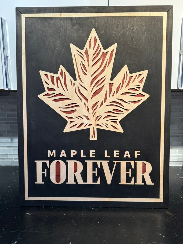 MIAGILASER Maple Leaf Forever Multi-layer Wooden Wall Decor, 30"x20" Wood Wall Art, Canada Wood Decor, Layered Wall Art, Laser Cut Wall Art