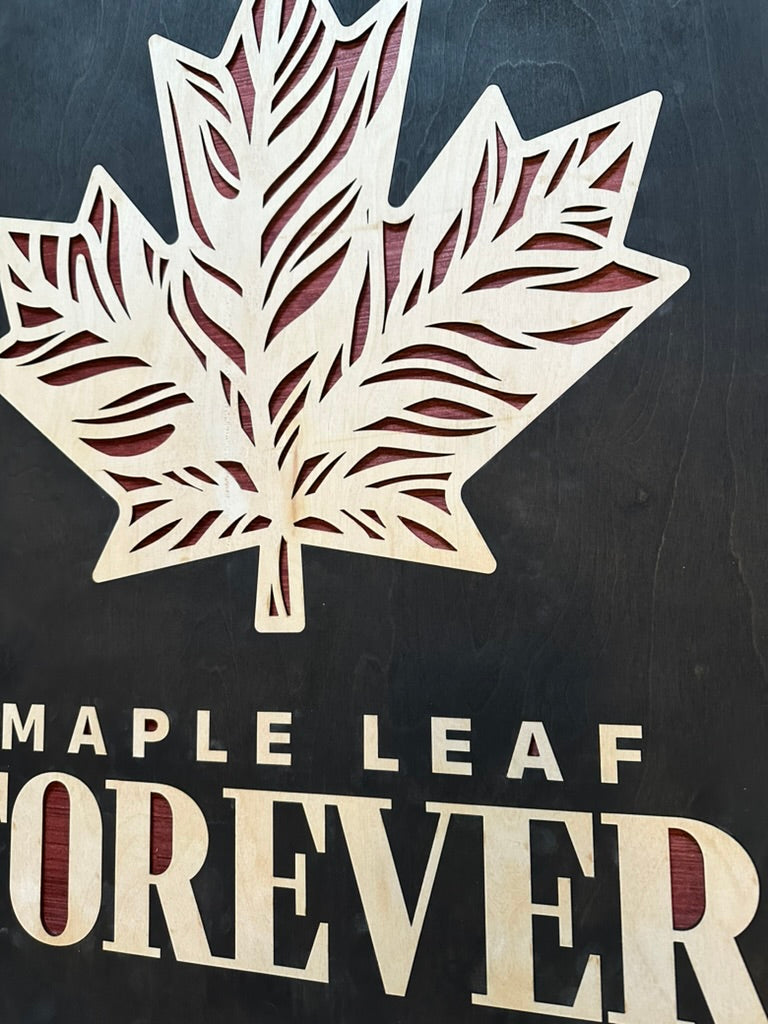 MIAGILASER Maple Leaf Forever Multi-layer Wooden Wall Decor, 30"x20" Wood Wall Art, Canada Wood Decor, Layered Wall Art, Laser Cut Wall Art