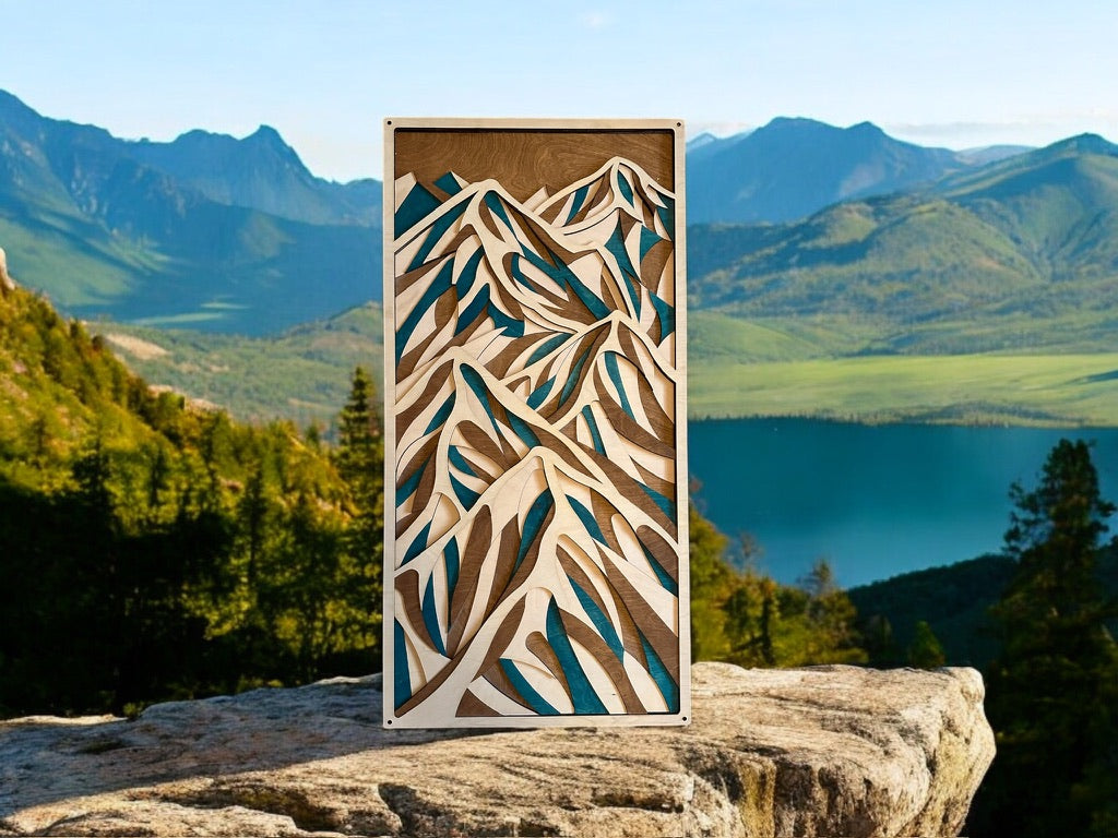 Décoration murale en bois multicouche MIAGILASER Montagnes, Art mural en bois 3D, Mandala en bois, Sommet, Art mural de montagne, Art mural découpé au laser