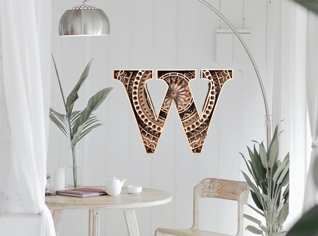 MIAGILASER Multi-layer Letter Wooden Wall Decor, 3D Wood Wall Art, Wood Letter, Multi-layered Wall Art, Laser Cut Wall Art