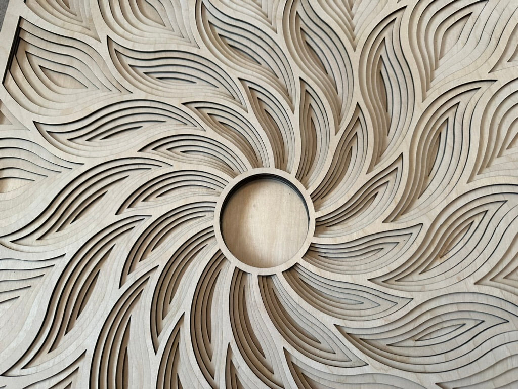 MIAGILASER Multi-layer Wooden Sun Wall Decor, Sun Ray, Sun Wave, 3D Wood Wall Art, Wood Mandala, Multi-layered Wall Art, Laser Cut Wall Art