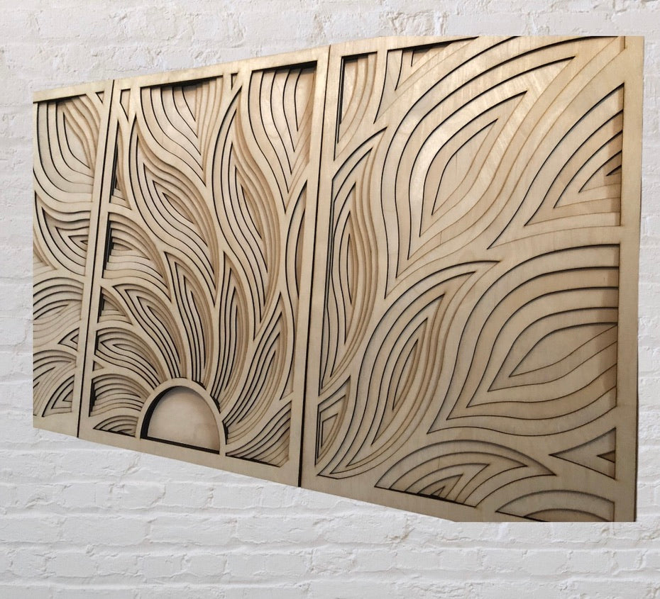 MIAGILASER 3 piece Sunrise Multilayer Birch Wood Wall Decor, Multilayer Wooden Wall Decor, 3D Wall Art, Wood Mandala, Wall Art, Laser Cut Wall Decor