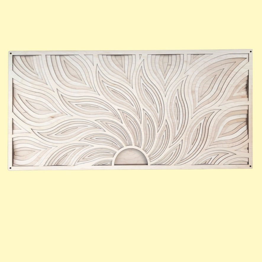 MIAGILASER Sunrise Multi-layer Maple Wood Wall Decor, 3D Wood Wall Art, Wood Mandala, Multi-layered Wall Art, Laser Cut Wall Decor