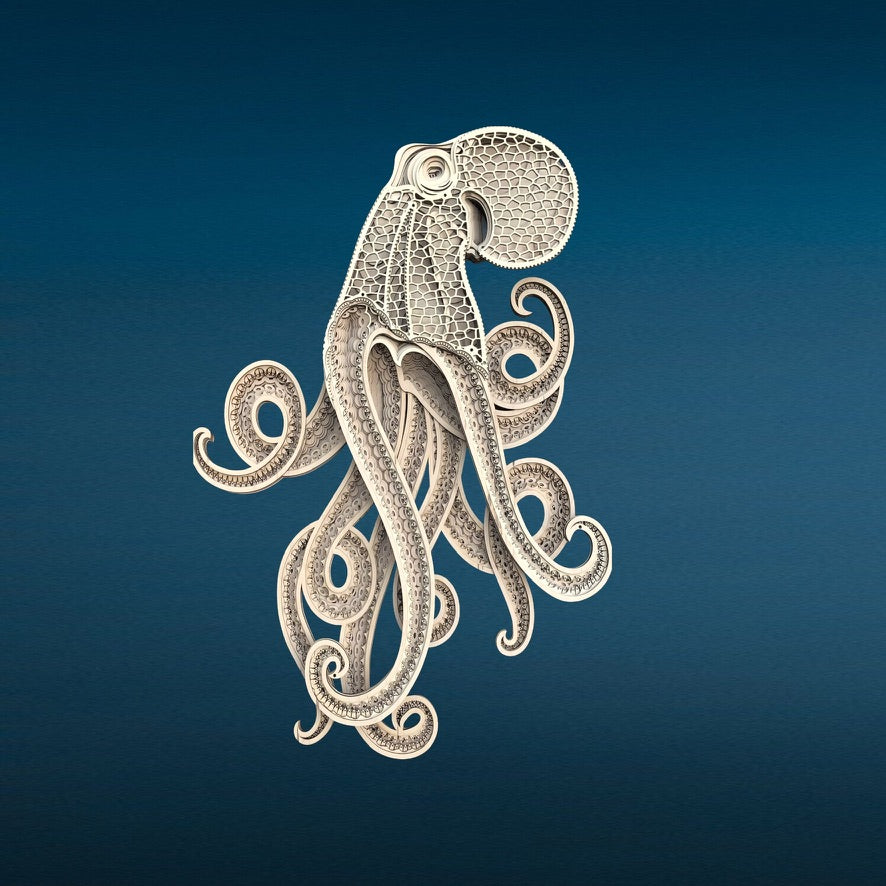 MIAGILASER Octopus Multi-layer Wooden Wall Decor, 3D Wood Wall Art, Wood Mandala, Multi-layered Wall Art, Laser Cut Wall Art