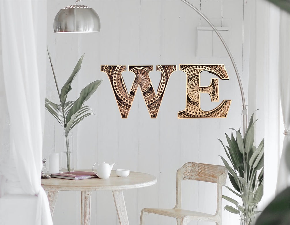 MIAGILASER Multi-layer Letter Wooden Wall Decor, 3D Wood Wall Art, Wood Letter, Multi-layered Wall Art, Laser Cut Wall Art