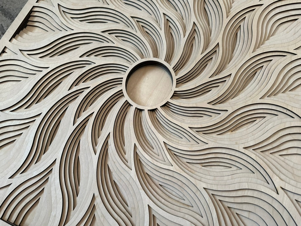 MIAGILASER Multi-layer Wooden Sun Wall Decor, Sun Ray, Sun Wave, 3D Wood Wall Art, Wood Mandala, Multi-layered Wall Art, Laser Cut Wall Art