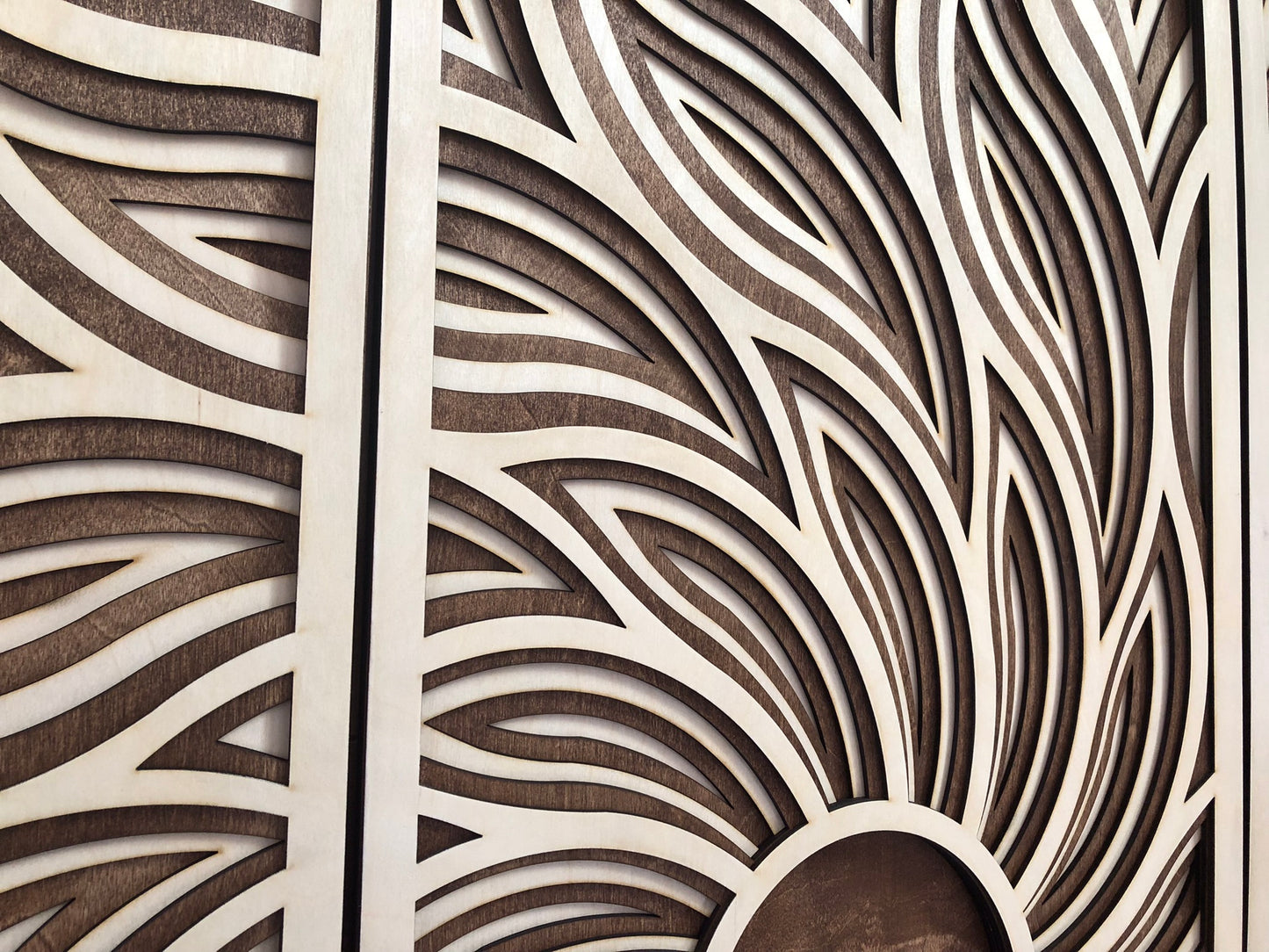 MIAGILASER 3 pièces Sunrise Décoration murale en bois multicouche, Décoration en bois, Art mural en bois 3D, Mandala en bois, Art mural, Décoration murale découpée au laser