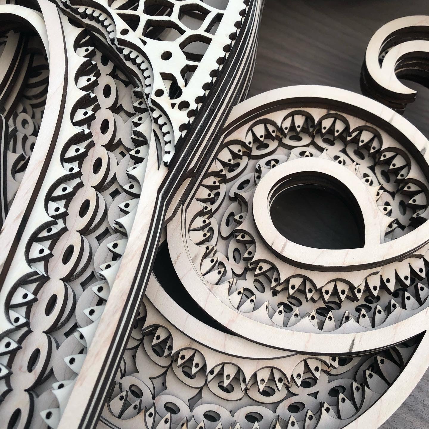 MIAGILASER Octopus Multi-layer Wooden Wall Decor, 3D Wood Wall Art, Wood Mandala, Multi-layered Wall Art, Laser Cut Wall Art