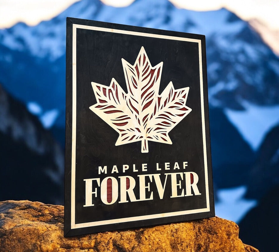 MIAGILASER Maple Leaf Forever Multi-layer Wooden Wall Decor, 30"x20" Wood Wall Art, Canada Wood Decor, Layered Wall Art, Laser Cut Wall Art