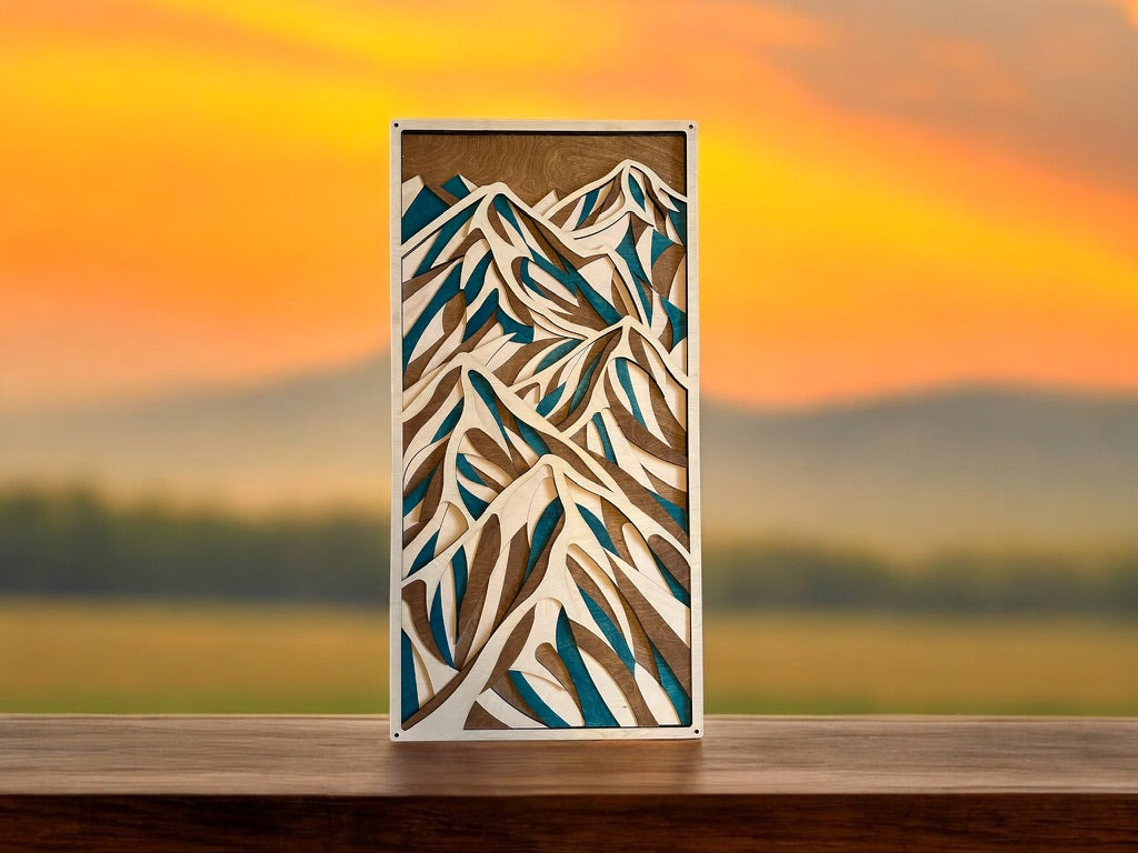 Décoration murale en bois multicouche MIAGILASER Montagnes, Art mural en bois 3D, Mandala en bois, Sommet, Art mural de montagne, Art mural découpé au laser