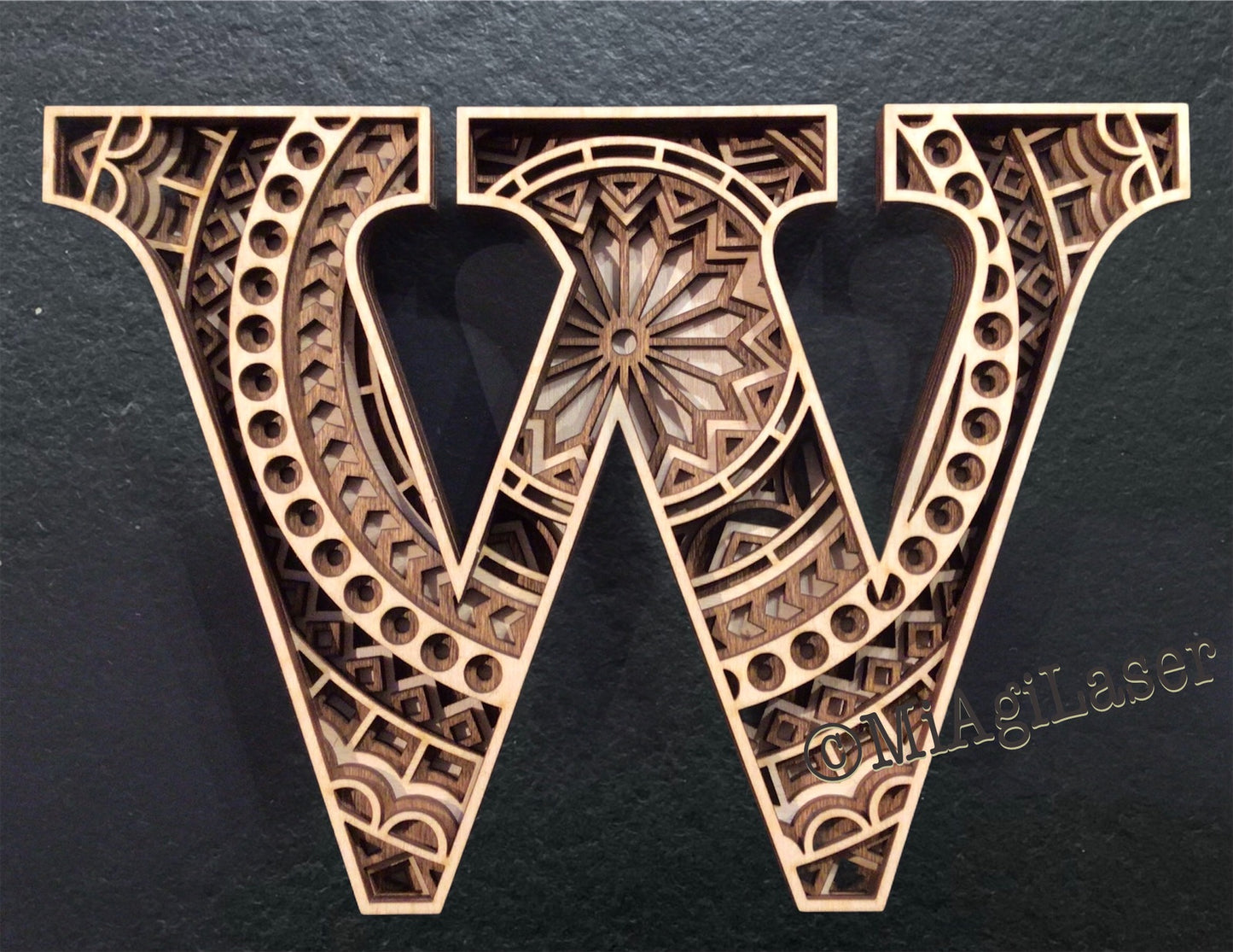 MIAGILASER Multi-layer Letter Wooden Wall Decor, 3D Wood Wall Art, Wood Letter, Multi-layered Wall Art, Laser Cut Wall Art