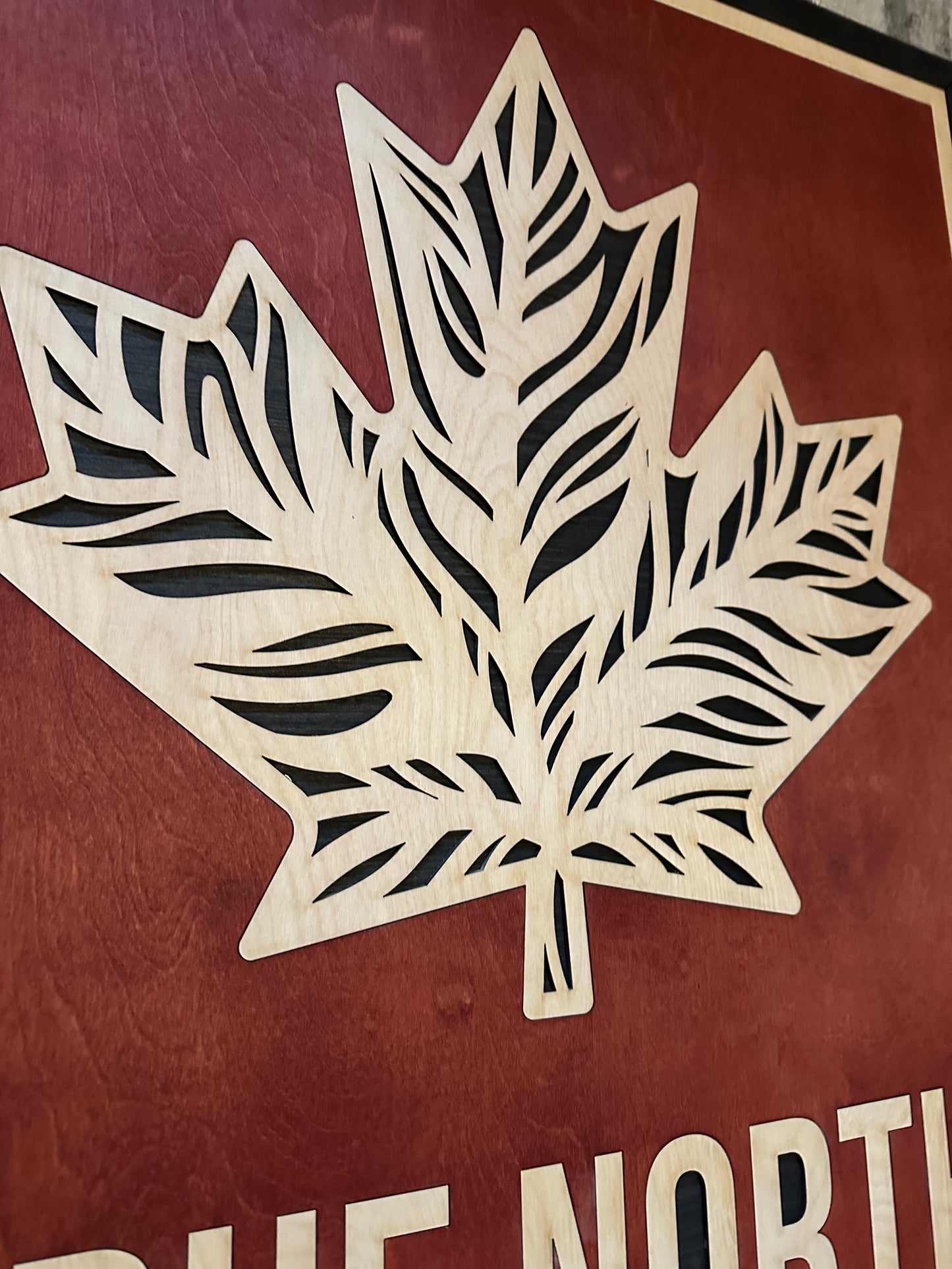 MIAGILASER True North Stonrg and Free Layered Wooden Wall Decor, 30"x20" Wood Wall Art, Canada Wood Decor, Layered Wall Art, Laser Cut Wall Art