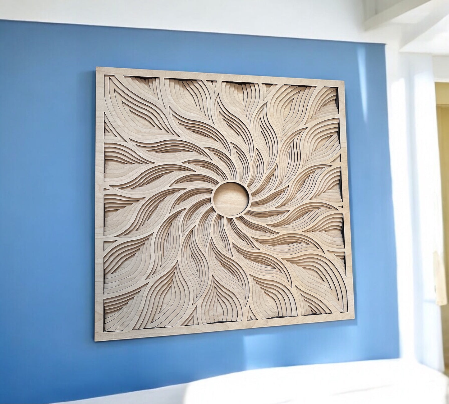 MIAGILASER Multi-layer Wooden Sun Wall Decor, Sun Ray, Sun Wave, 3D Wood Wall Art, Wood Mandala, Multi-layered Wall Art, Laser Cut Wall Art
