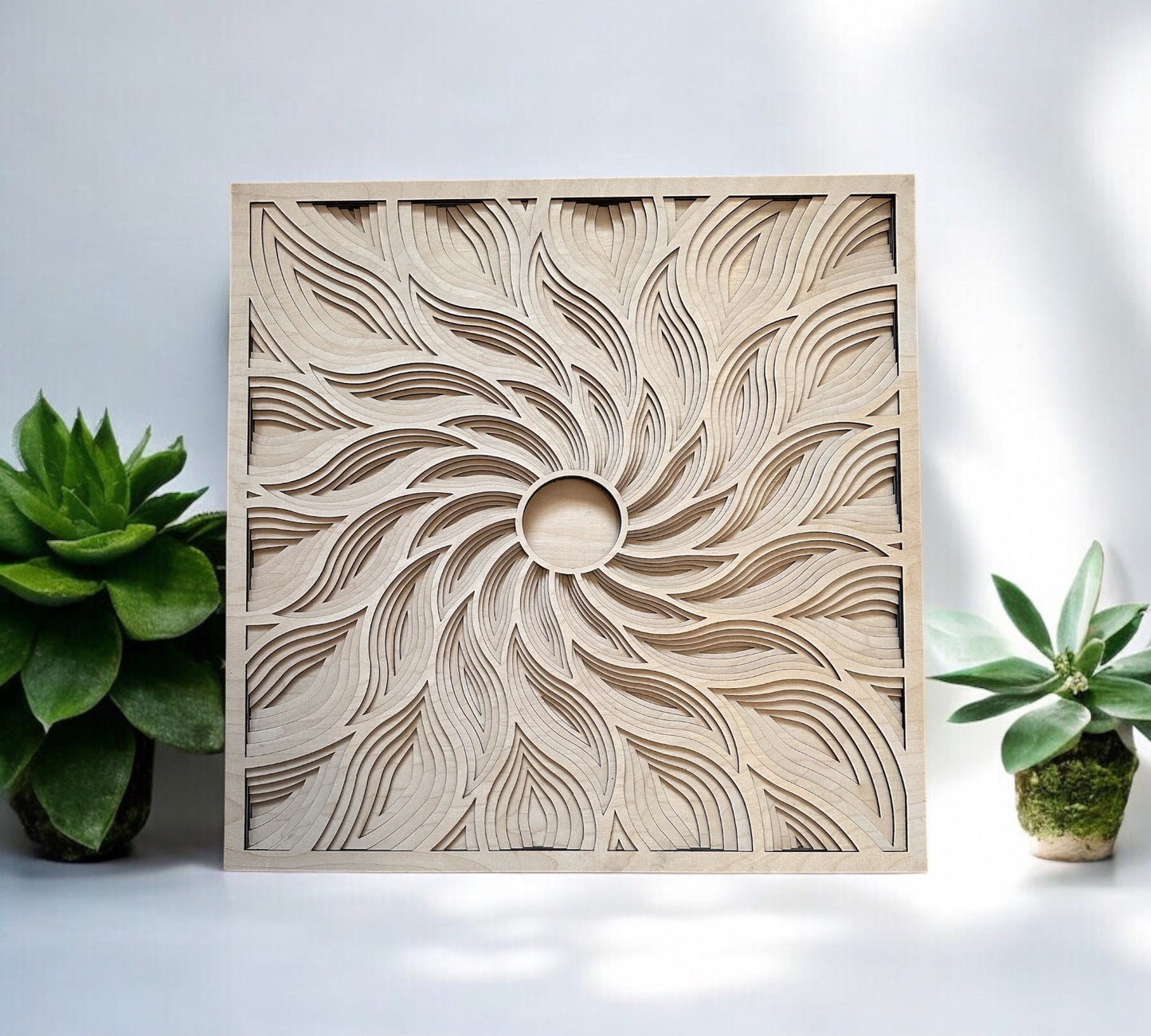 MIAGILASER Multi-layer Wooden Sun Wall Decor, Sun Ray, Sun Wave, 3D Wood Wall Art, Wood Mandala, Multi-layered Wall Art, Laser Cut Wall Art