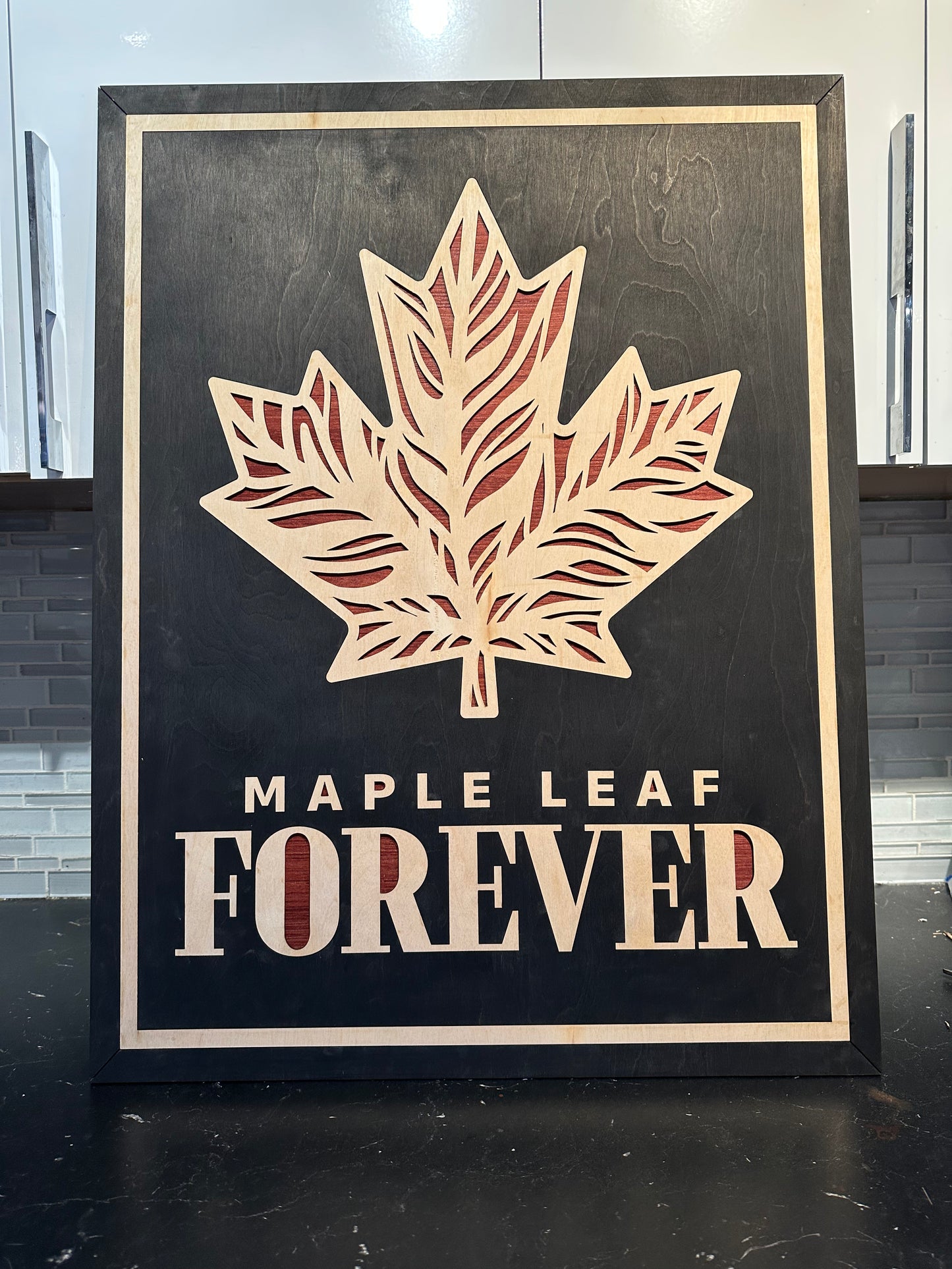 MIAGILASER Maple Leaf Forever Multi-layer Wooden Wall Decor, 30"x20" Wood Wall Art, Canada Wood Decor, Layered Wall Art, Laser Cut Wall Art