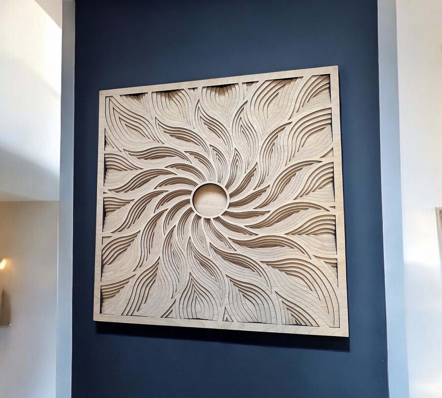 MIAGILASER Multi-layer Wooden Sun Wall Decor, Sun Ray, Sun Wave, 3D Wood Wall Art, Wood Mandala, Multi-layered Wall Art, Laser Cut Wall Art