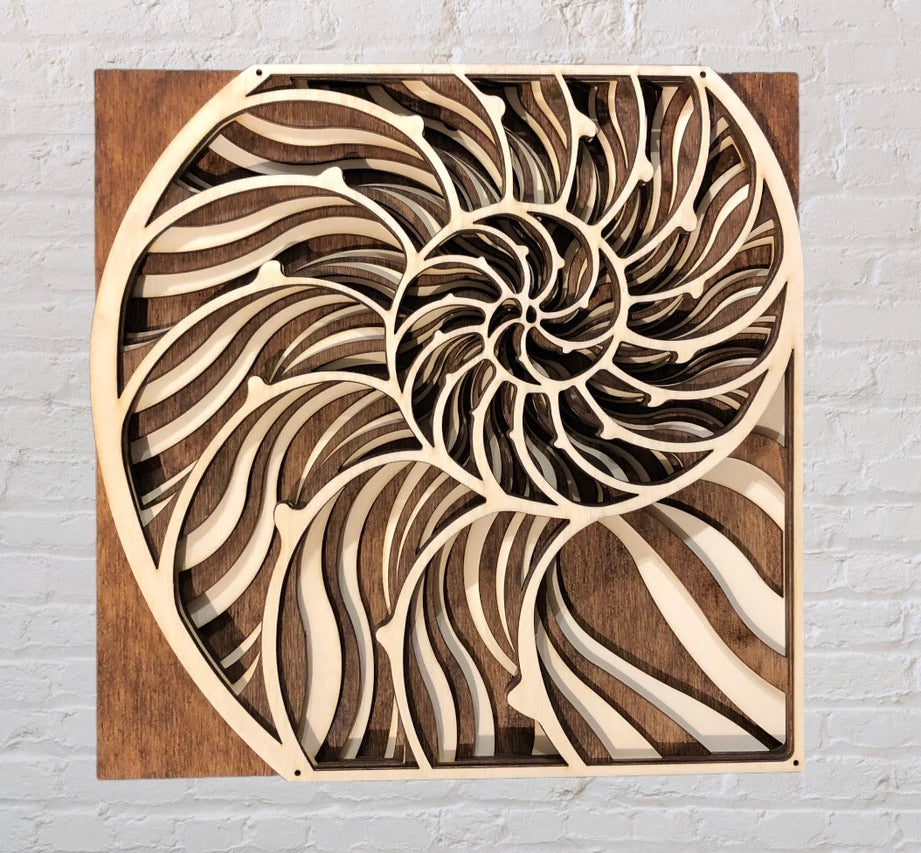 MIAGILASER Nautilus Shell Multi-layer Wooden Wall Decor, 3D Wood Wall Art, Wood Mandala, Multi-layered Wall Art, Laser Cut Wall Art