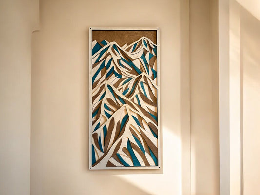 MIAGILASER Mountains Multi-layer Wooden Wall Decor, 3D Wood Wall Art, Wood Mandala, Summit, Mountain Wall Art, Laser Cut Wall Art