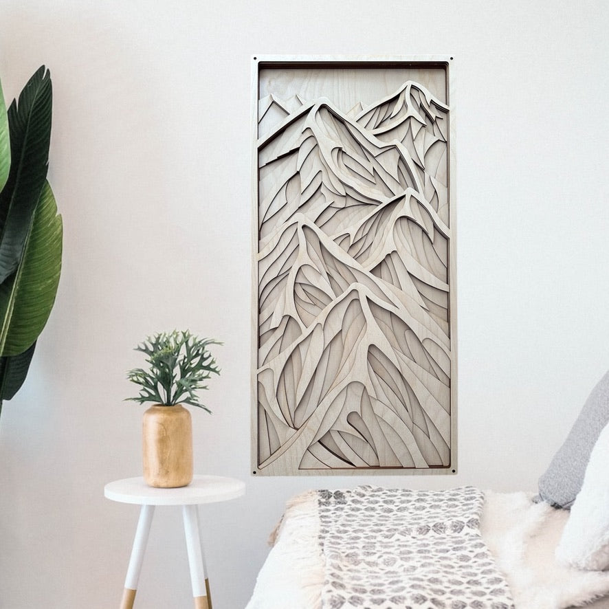 MIAGILASER Mountains Multi-layer Wooden Wall Decor, 3D Wood Wall Art, Wood Mandala, Wall Art, Laser Cut Wall Art