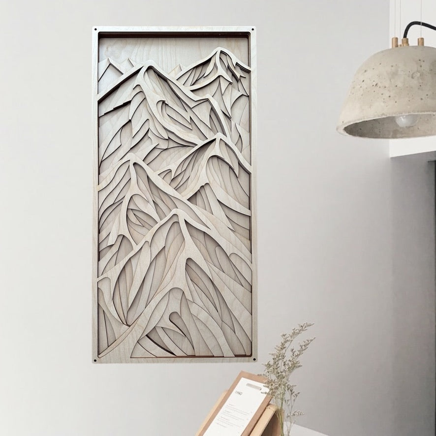 MIAGILASER Mountains Multi-layer Wooden Wall Decor, 3D Wood Wall Art, Wood Mandala, Wall Art, Laser Cut Wall Art