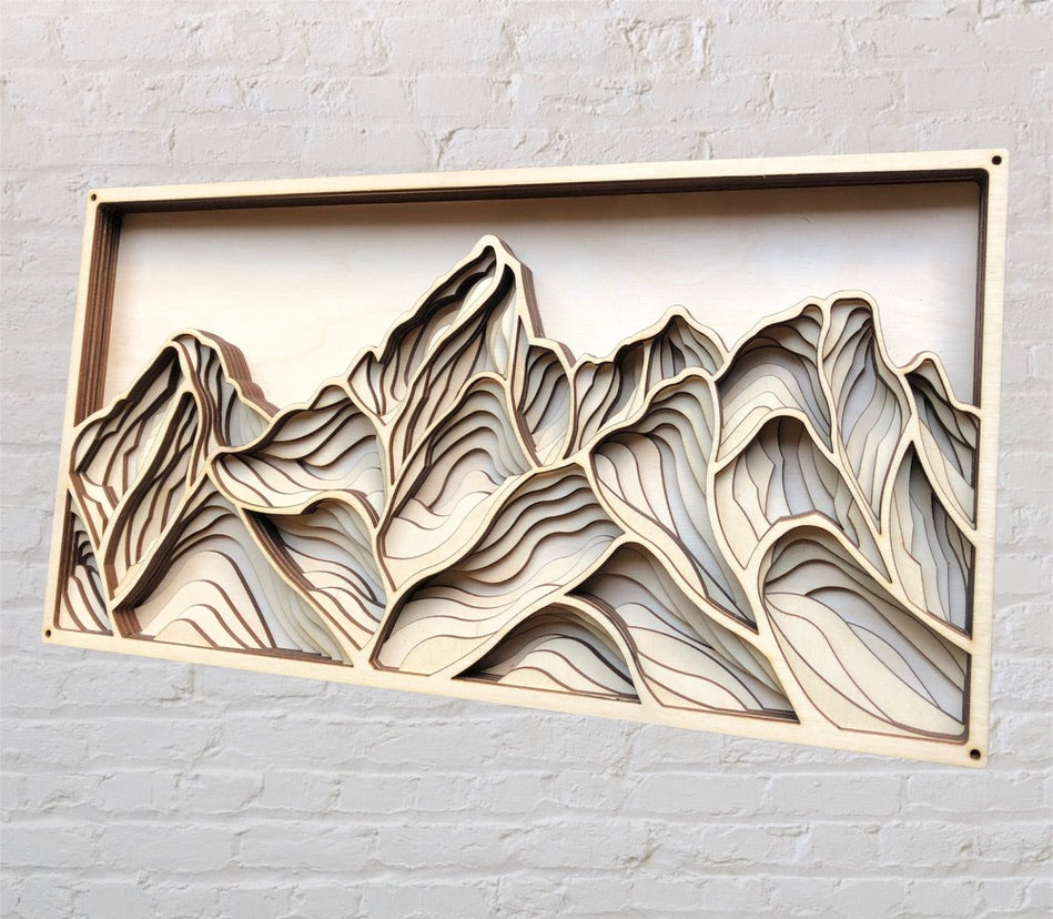 MIAGILASER Mountain Grand Teton Multi-layer Wood Wall Decor, Wooden Wall Decor, 3D Wall Art, Wood Mandala, Wall Art, Laser Cut Wall Decor