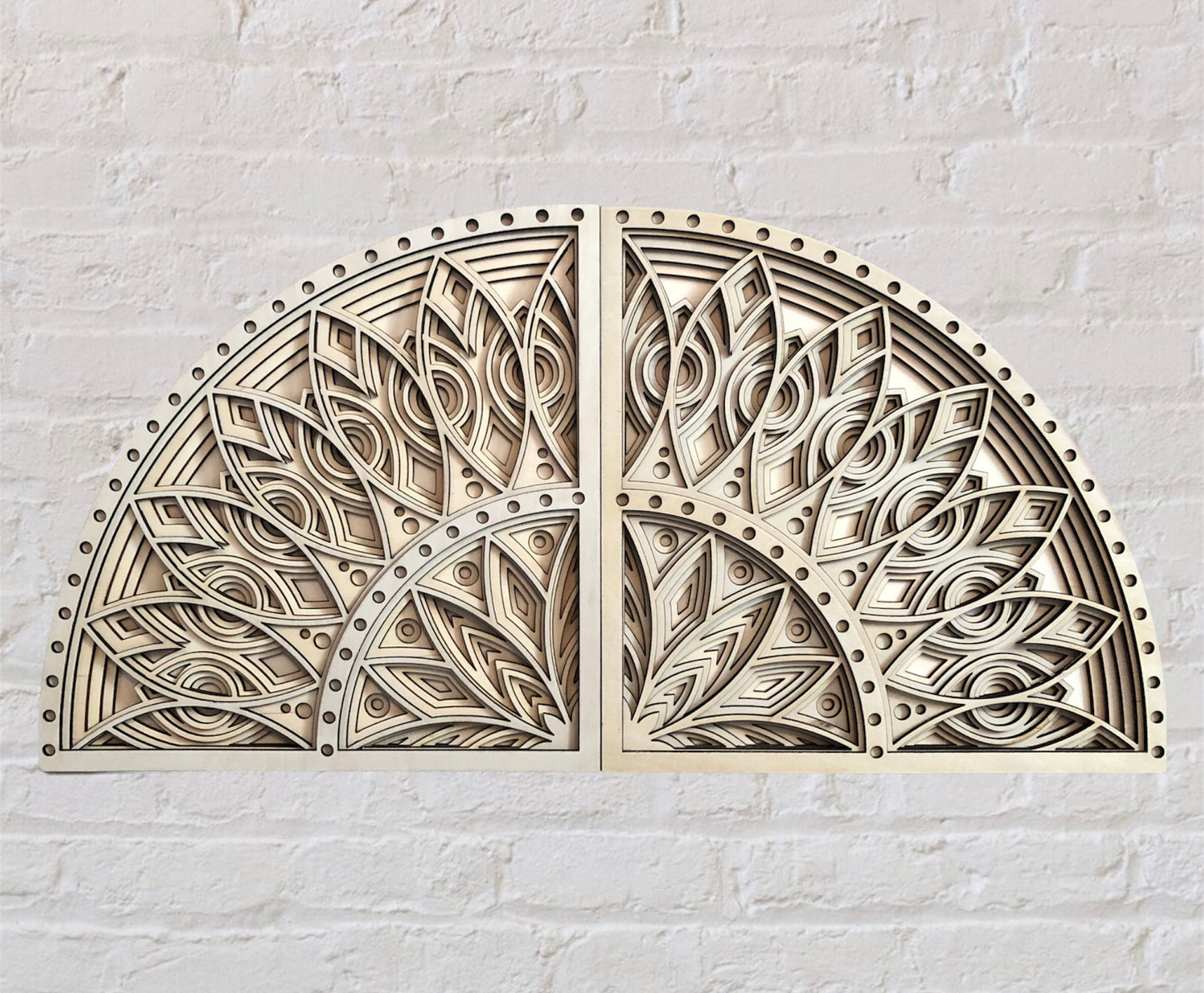 MIAGILASER 2 piece Flower Wooden Wall Decor, 3D Wood Wall Art, Wood Mandala, Multi-layered Wall Art, Laser Cut Wall Art