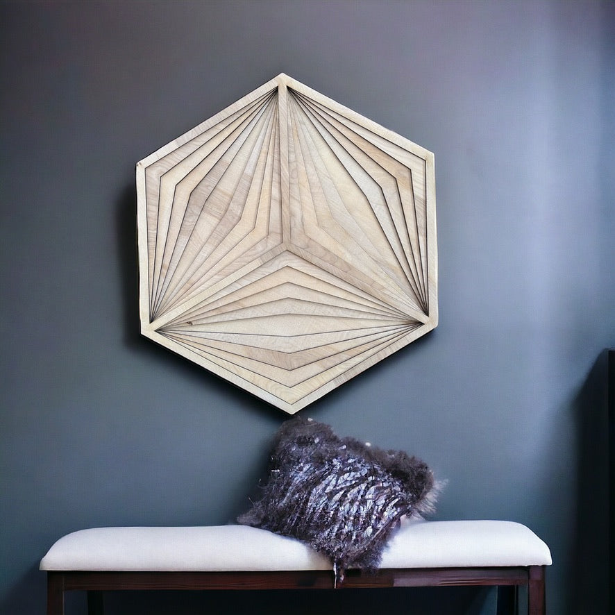 MIAGILASER Hexagon Multi-layer Wooden Wall Decor, Hexagon Puzzle 3D Wood Wall Art, Wood Mandala, Multi-layered Wall Art, Laser Cut Wall Art