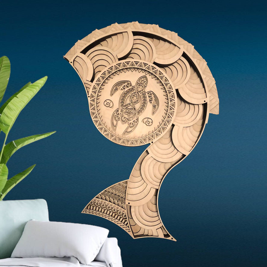 MIAGILASER Polynesian Multi-layered Wall Decor, Polynesian Symbol Collection, 3D Wood Wall Art, Wood Mandala, Wall Art, Laser Cut Wall Decor