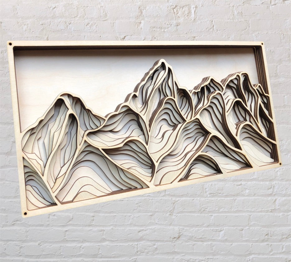 MIAGILASER Mountain Grand Teton Multi-layer Wood Wall Decor, Wooden Wall Decor, 3D Wall Art, Wood Mandala, Wall Art, Laser Cut Wall Decor