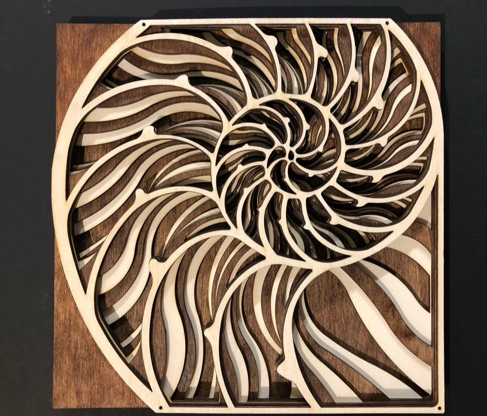 MIAGILASER Nautilus Shell Multi-layer Wooden Wall Decor, 3D Wood Wall Art, Wood Mandala, Multi-layered Wall Art, Laser Cut Wall Art