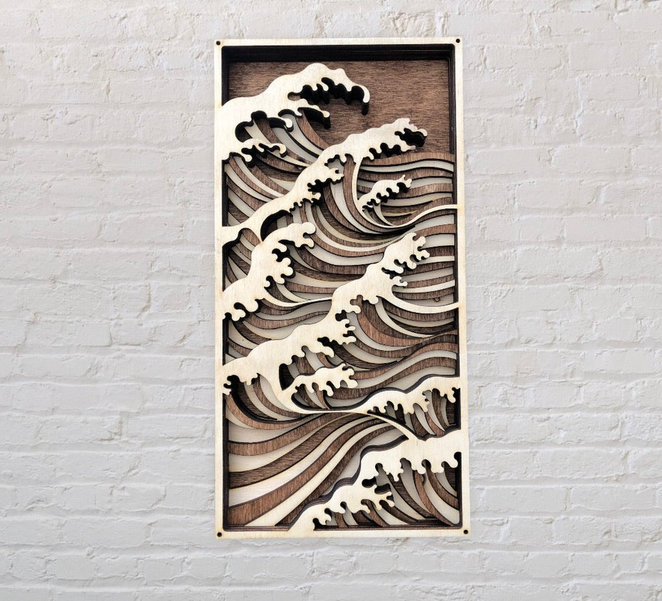 MIAGILASER Ocean Wave Multi-layer Wooden Wall Decor, 3D Wood Wall Art, Wood Mandala, Multi-layered Wall Art, Laser Cut Wall Art