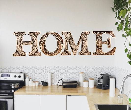 MIAGILASER Multi-layer Letter Wooden Wall Decor, 3D Wood Wall Art, Wood Letter, Multi-layered Wall Art, Laser Cut Wall Art