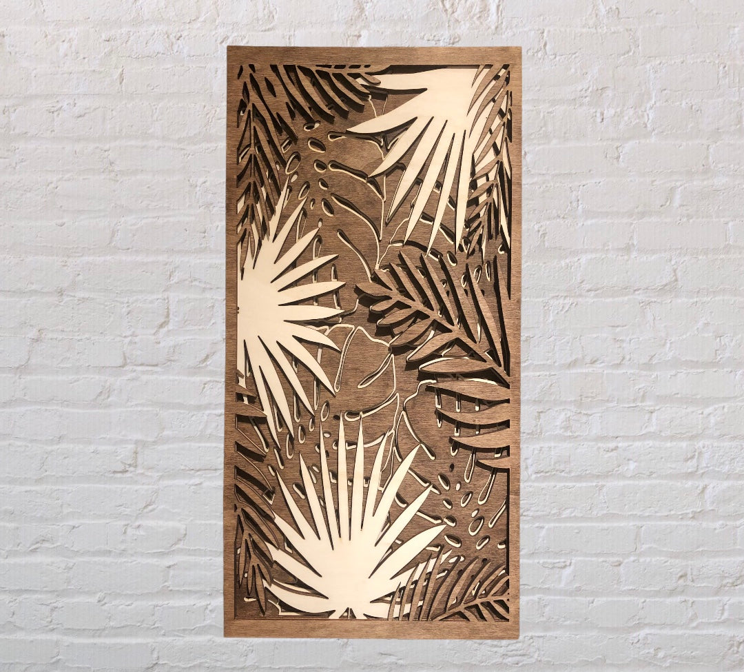 MIAGILASER Tropical Multi-layer Wooden Wall Decor, 3D Wood Wall Art, Wood Mandala, Multi-layered Wall Art, Laser Cut Wall Art